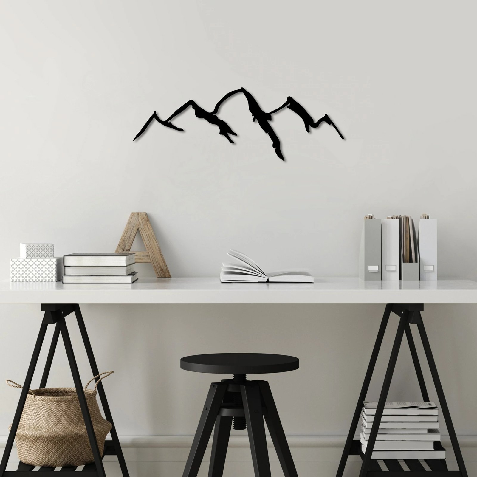 Aksesor muri dekorativ prej metali, Wallity, mal, e zezë, 66x23cm