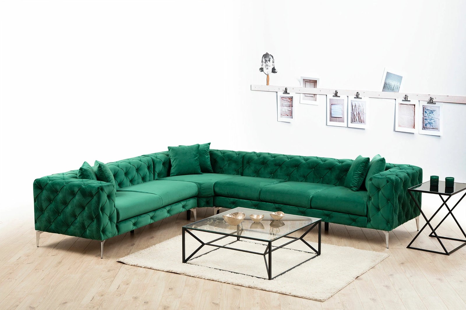 Këndsofa Atelier del Sofa Como, kënd majtas, ngjyrë e gjelbër