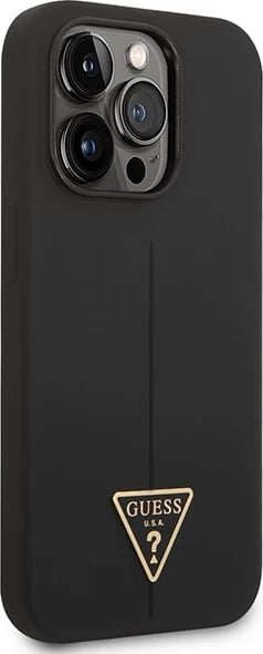 Mbështjellës Guess GUHCP14LSLTGK për iPhone 14 Pro 6.1", silikon, i zi