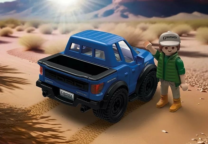 Set lodrash, Playmobil, 71858 Ford F-150 Raptor, 26 pjesë, me figurë shoferi, blu