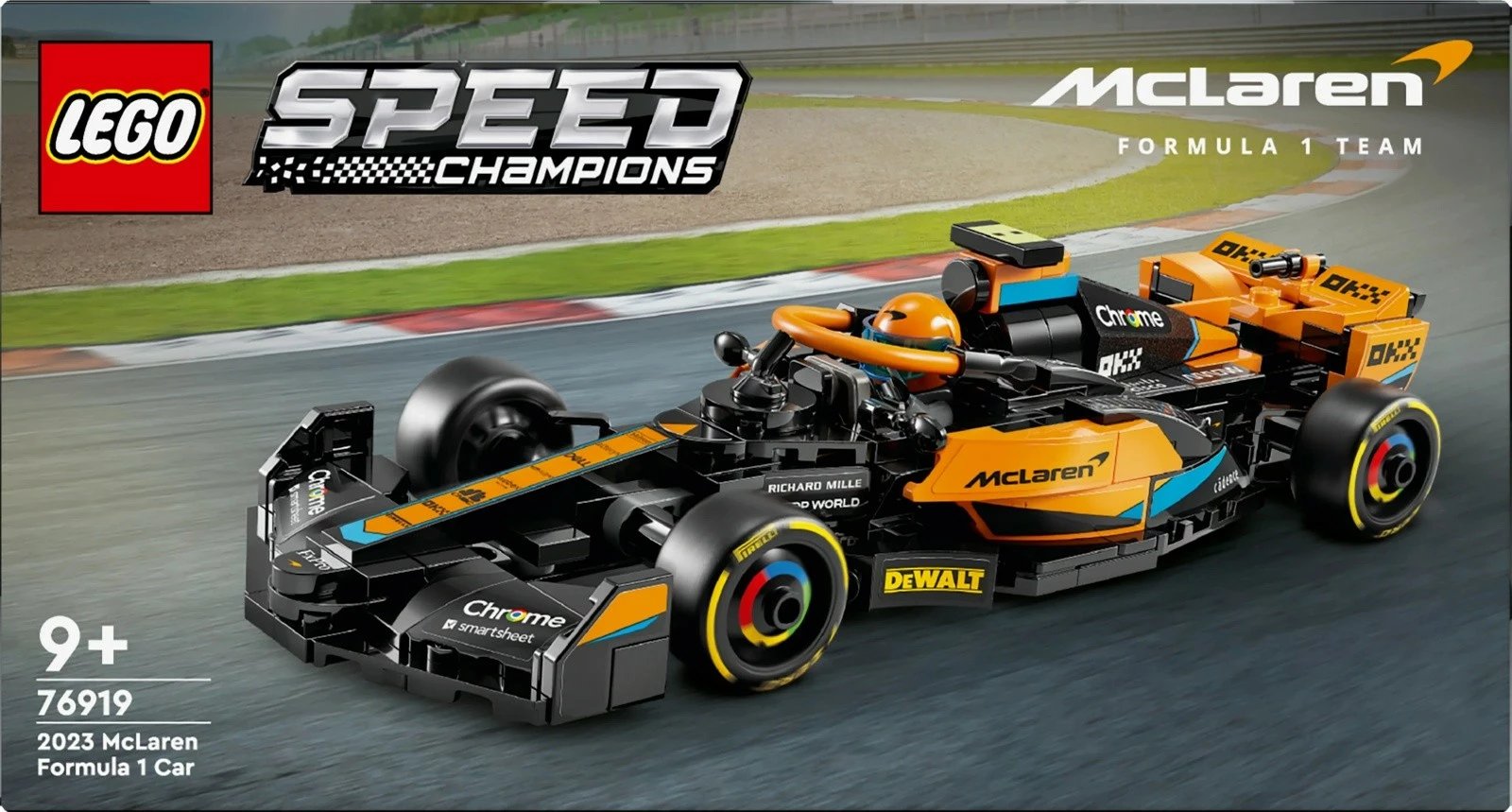 Set LEGO Speed Champions McLaren Formula 1 Race Car 2023, 245 pjesë, portokalli/zi