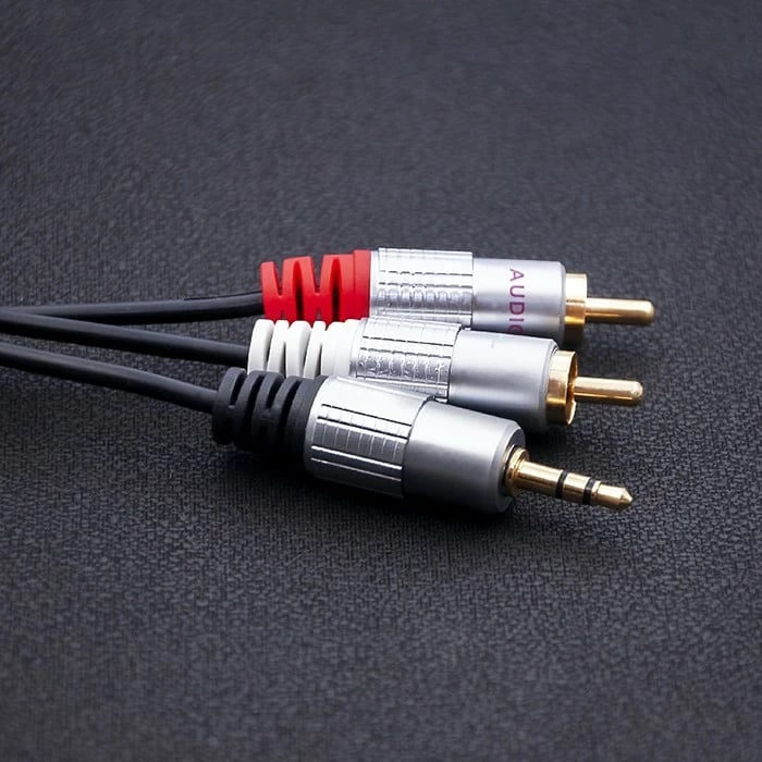 Kabllo audio Qoltec 2xRCA në 3.5mm minijack, 2m, e zezë
