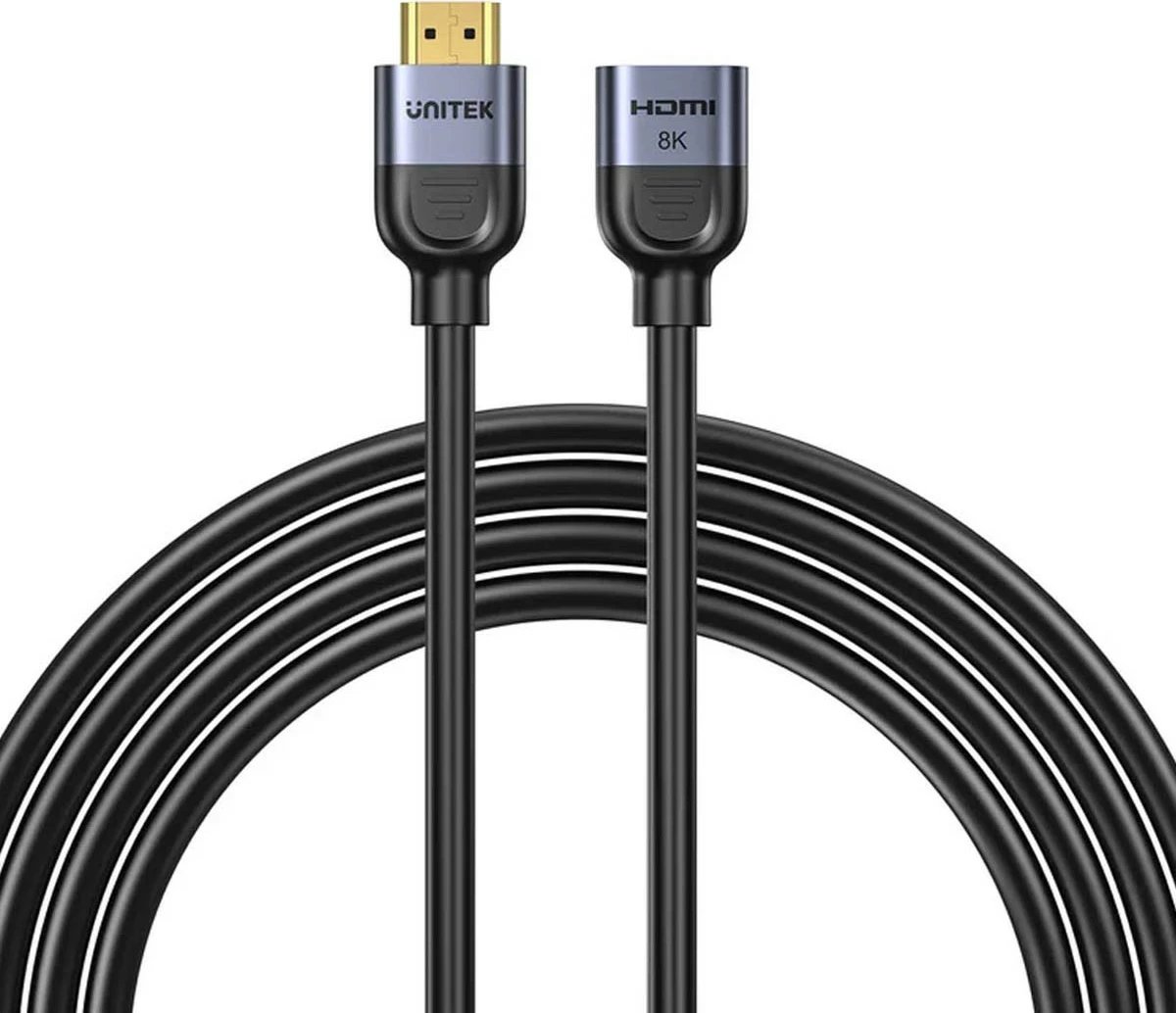 Zgjatës HDMI Unitek 2.1, 8K 0.5m, ngjyrë argjend-zi