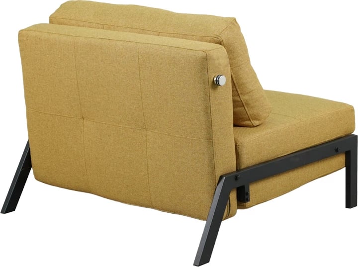 Poltronë-krevat Fancy, material tekstili, ngjyrë e verdhë, këmbë të zeza, 95x98x70cm