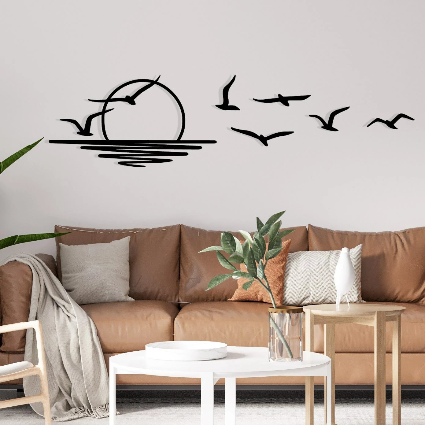 Aksesor dekorativ metalik për mur Wallity, Spiaggia, ngjyrë e zezë, 115x49cm