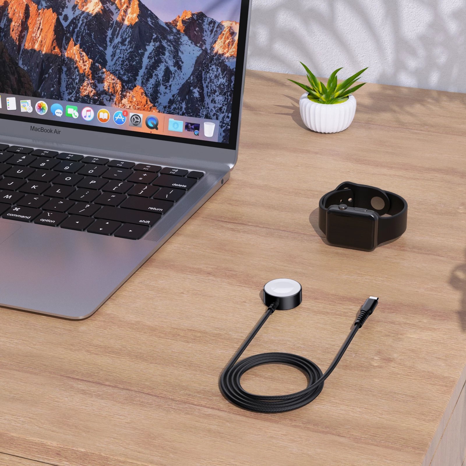 Karikues wireless Choetech T319 për Apple Watch, 5W, USB-C, i zi