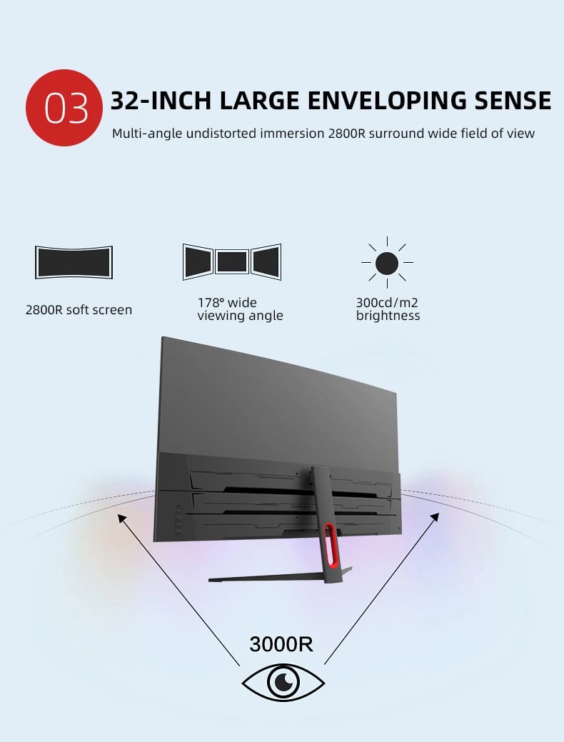 32 inch Monitor Gaming STARDOM ZP3275 4k 75Hz 1ms borderless curved