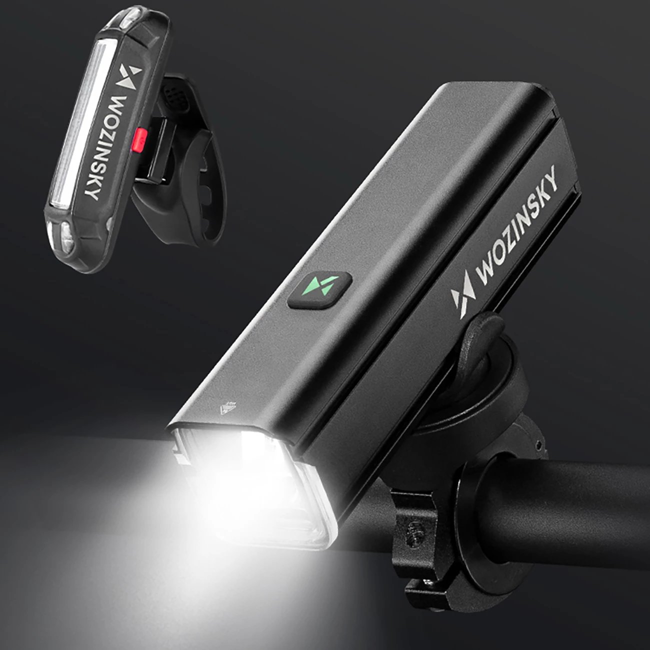 Set drita biçiklete Wozinsky WSBLB3, 1000 lm/100 lm, USB-C, e zezë