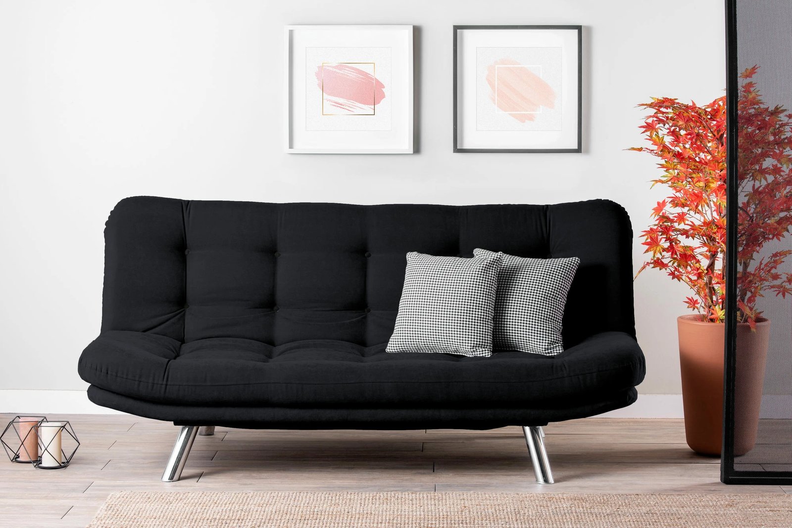 Divan-krevat treshe, Atelier del Sofa, Misa Sofabed, ngjyrë e zezë