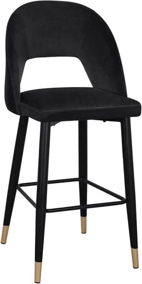 Karrige për bar Harper FH8526.04, kadife e zezë me kornizë metalike, 50Χ51Χ111cm, set prej 2 copë