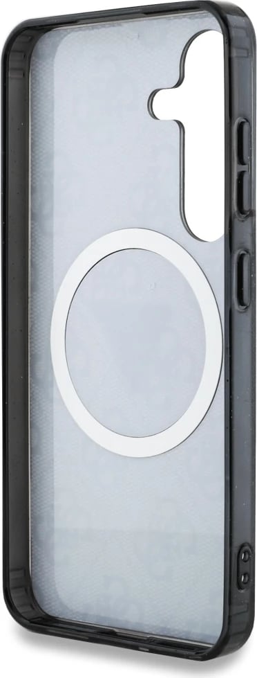 Mbështjellës Guess 4G Glitter Triangle Buttons MagSafe për Samsung Galaxy S25, i zi Mbështjellës Guess 4G Glitter Triangle Buttons MagSafe për Samsung Galaxy S25, i zi