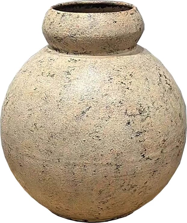 Vazo Patmos metalike, ngjyrë bezhë, 25x25x27cm