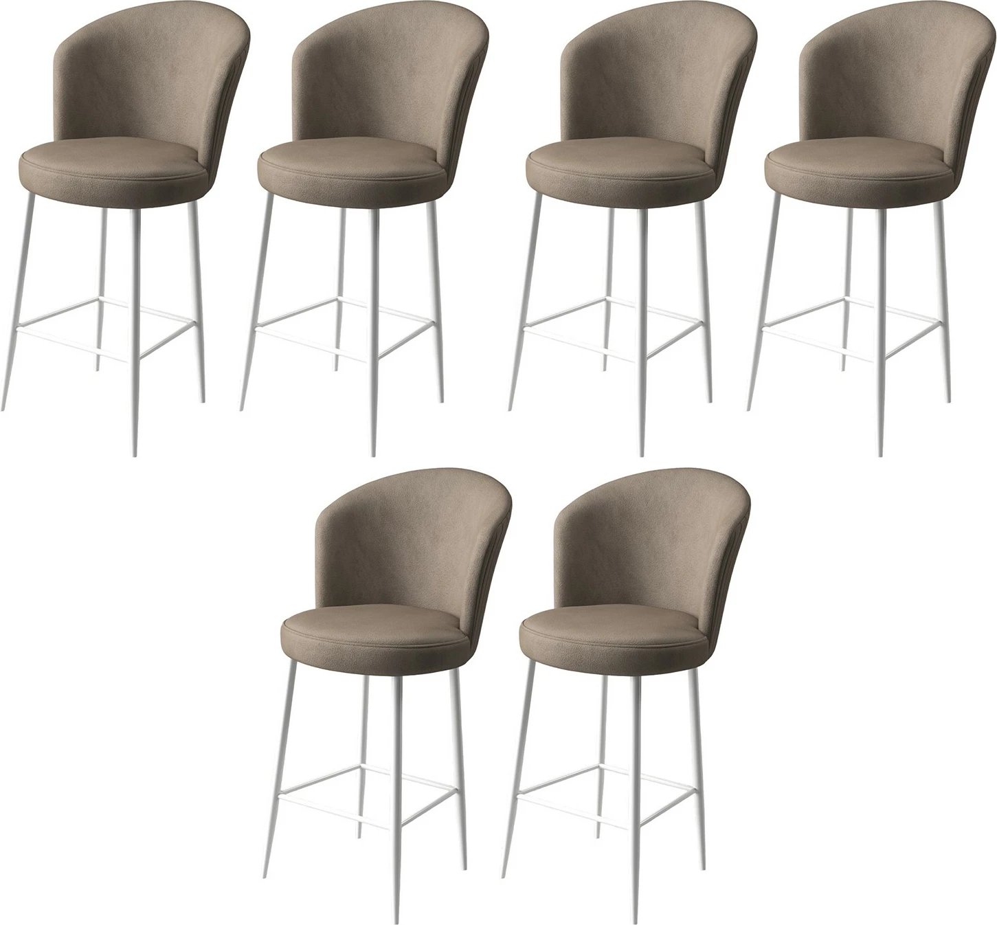 Set karrigesh për bar (6 copë), Hanah Home, Fora, kapuçino, e bardhë