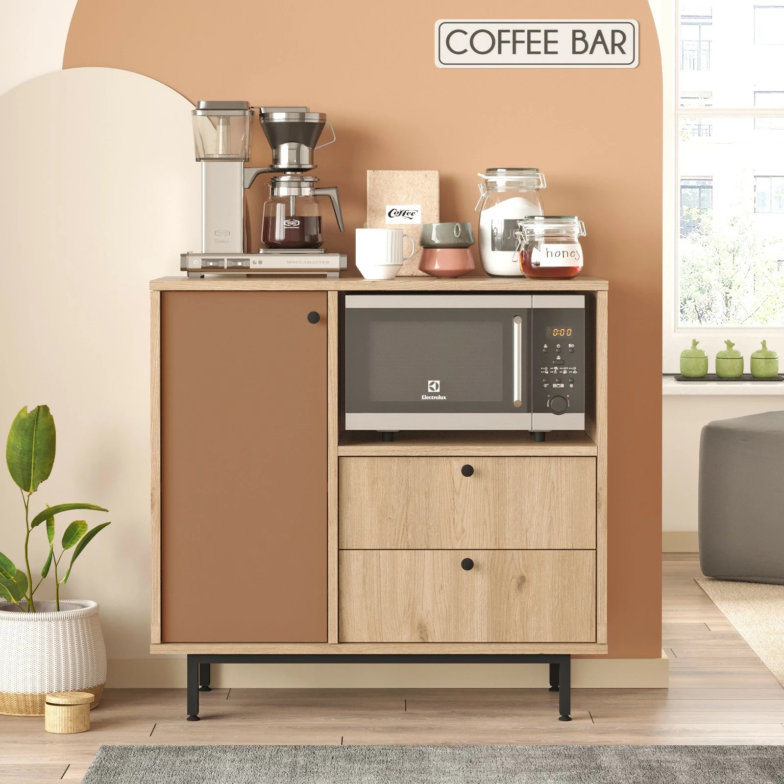 Dollap multifunksional, ngjyrë lis dhe e kuqe, Skye Decor, RE1-SK