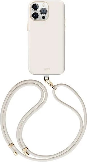 Mbështjellës UNIQ Coehl Creme për iPhone 15 Pro Max 6.7", MagSafe, Bezhe me rrip