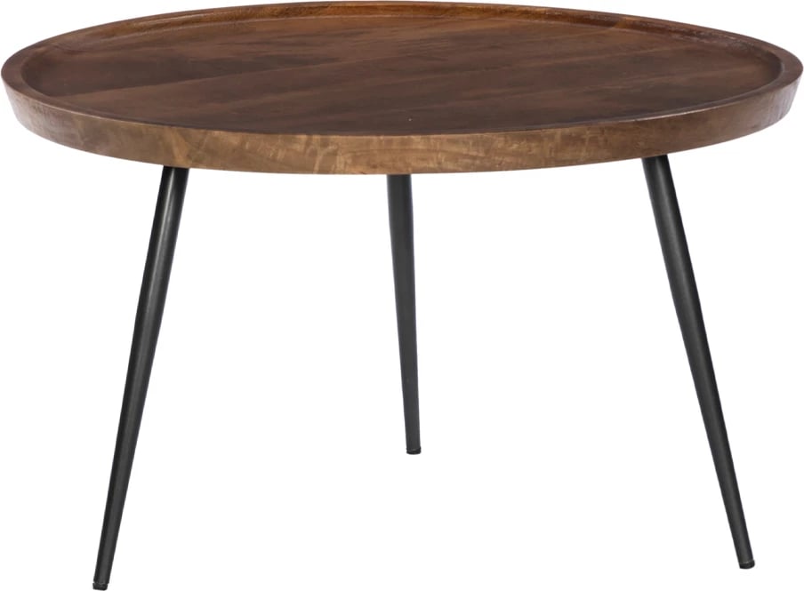 Tavolinë kafeje Pencil 87, dru arre, këmbë të zeza, 87x87x45