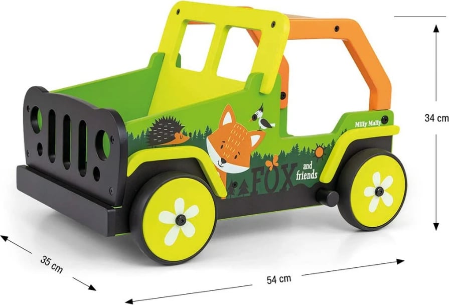 Ecëse druri, Viga, Explorer Fox and Friends, fren bllokues, hapësirë për lodra, 12-36 muaj, ngjyra sipas fotos