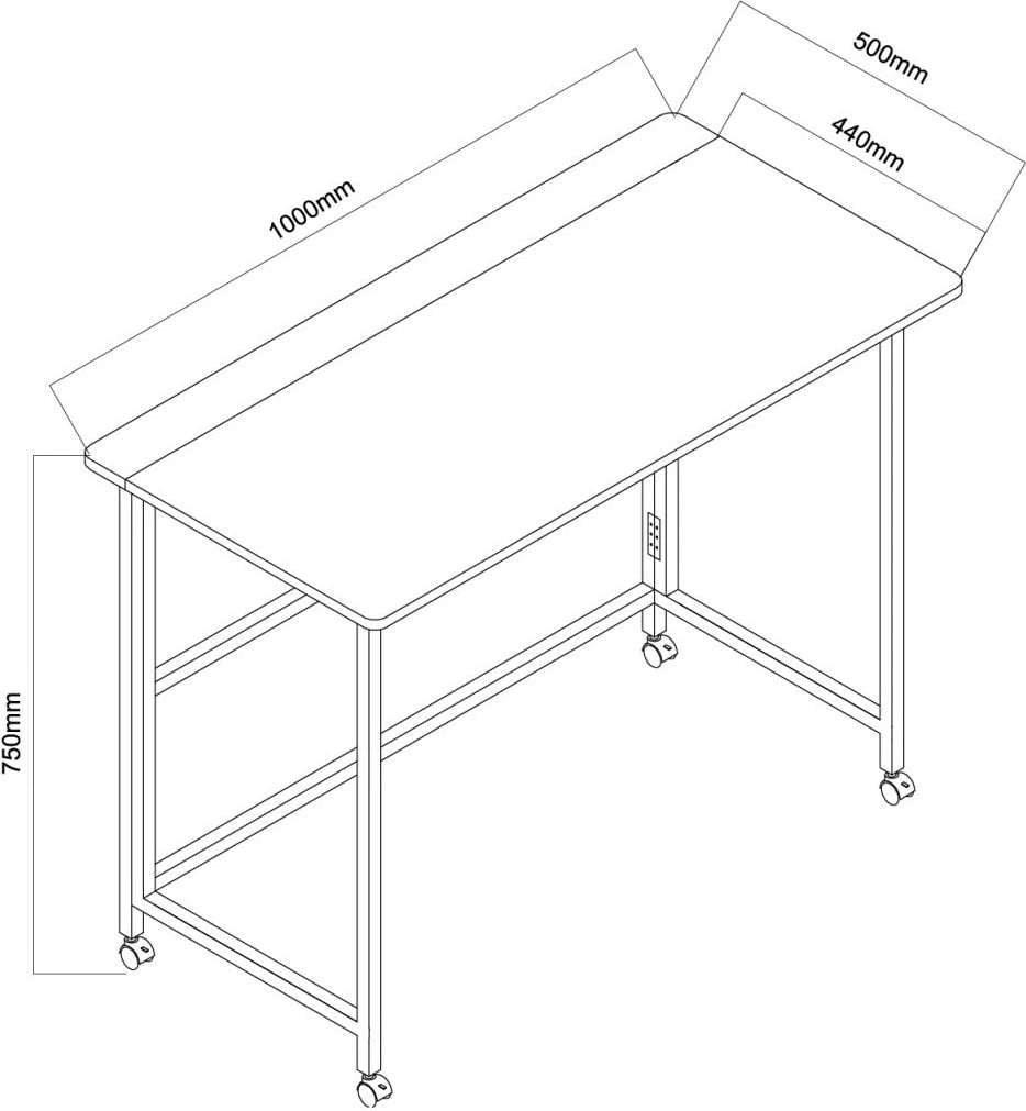 Tavolinë pune palosëse mobile, Maclean MC-1250 B, 100x50 cm, ngarkesë max 50 kg, e zezë