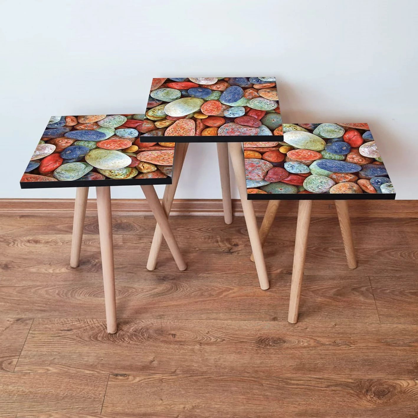 Tavolina ndihmëse të vendosshme (3 copë), Skye Decor, 3Shp17, shumëngjyrëshe