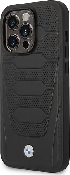 Mbështjellës BMW BMHMP14L22RPSK për iPhone 14 Pro 6.1", Leather Seats Pattern, MagSafe, i zi