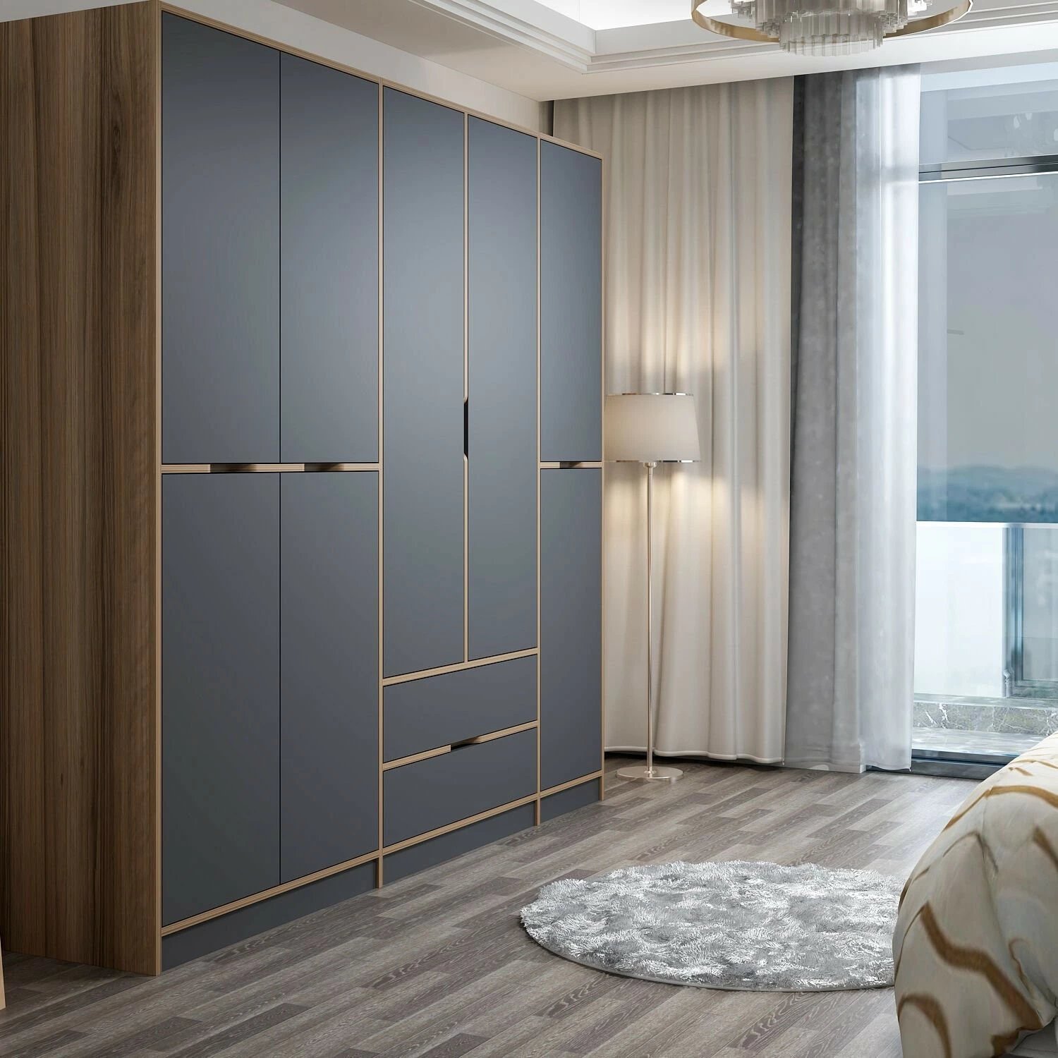 Dollap Hanah Home Elina, anthracite dhe dore, 232x208x52cm