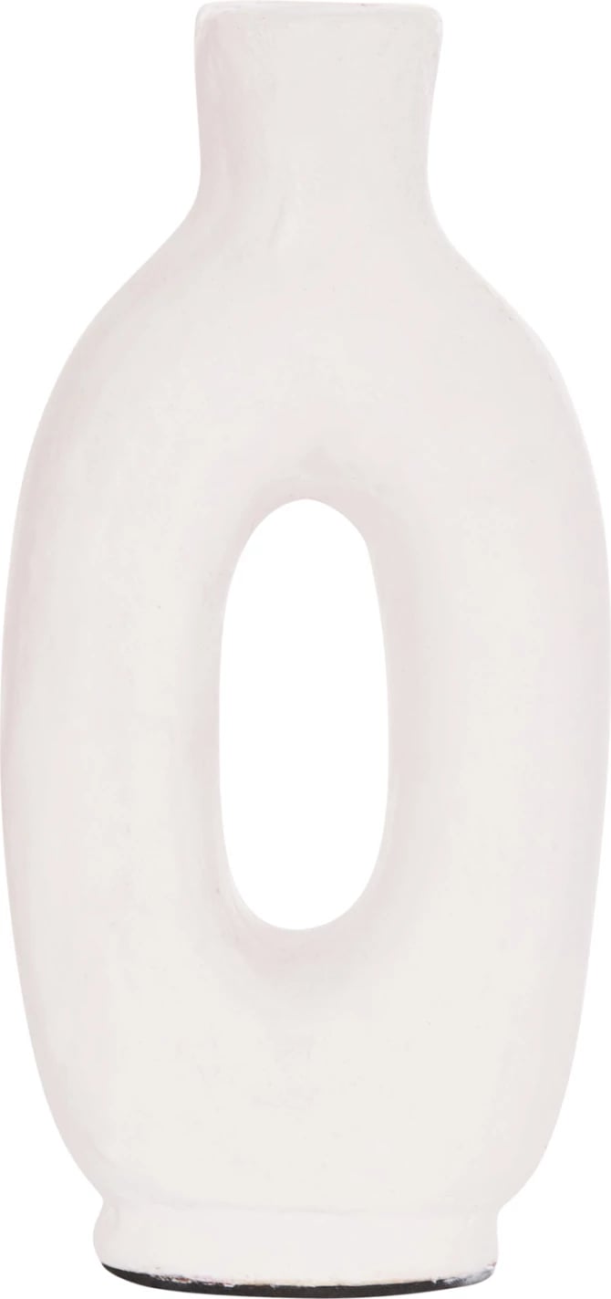 Vazo dekorative CLAYVON, terrakotë, ngjyrë e bardhë, 10x5x21cm