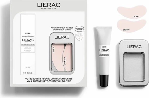 Set për kujdesin e syve LIERAC Diopti Routine Gel Corrector për çanta, 15ml, 2 copë, unisex