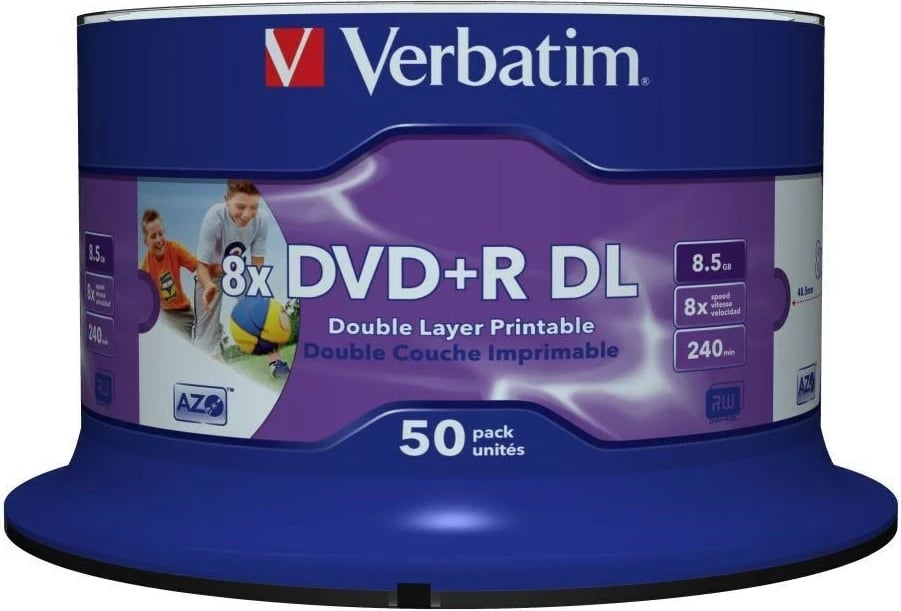 DVD+R Verbatim 8,5GB, 50 copë, double layer, printable