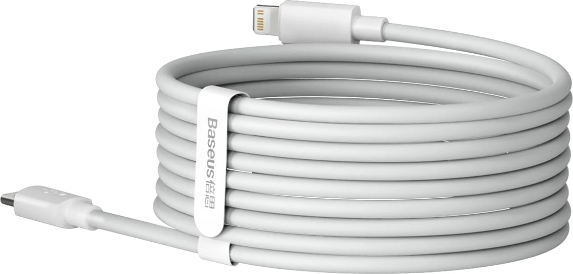 Kabllo Baseus Simple Wisdom TZCATLZJ-02, Lightning/USB-C, 1.5m, 20W, 2 copë, Bardhë