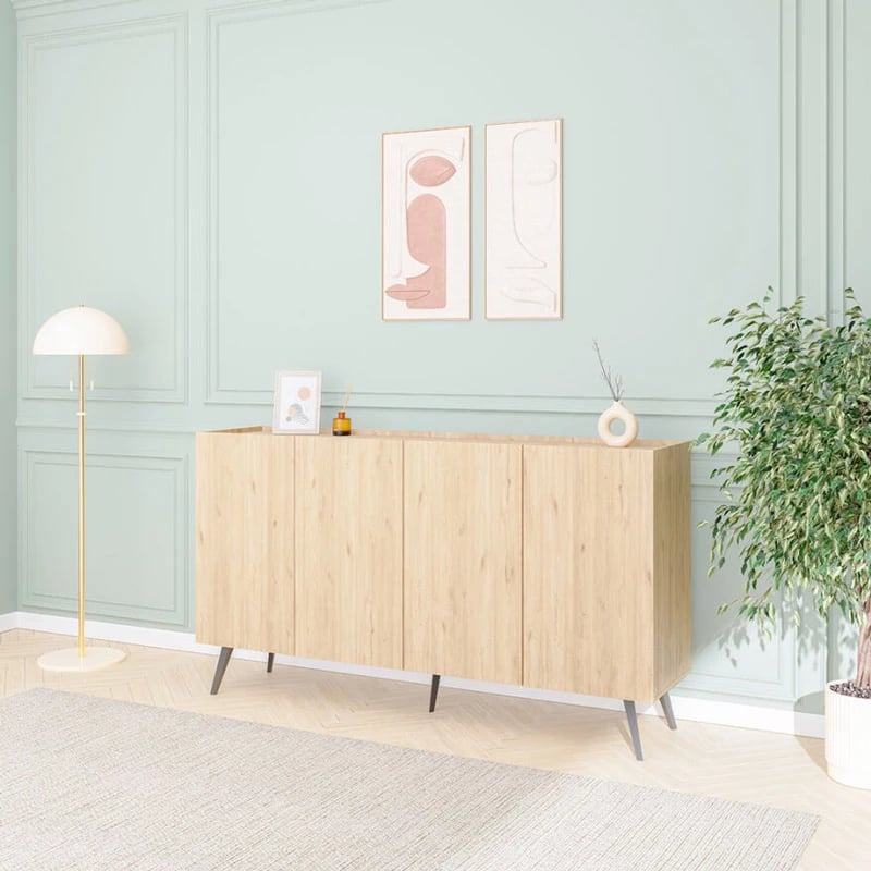 Komodë anësore, ngjyrë lisi, 180x43x100cm