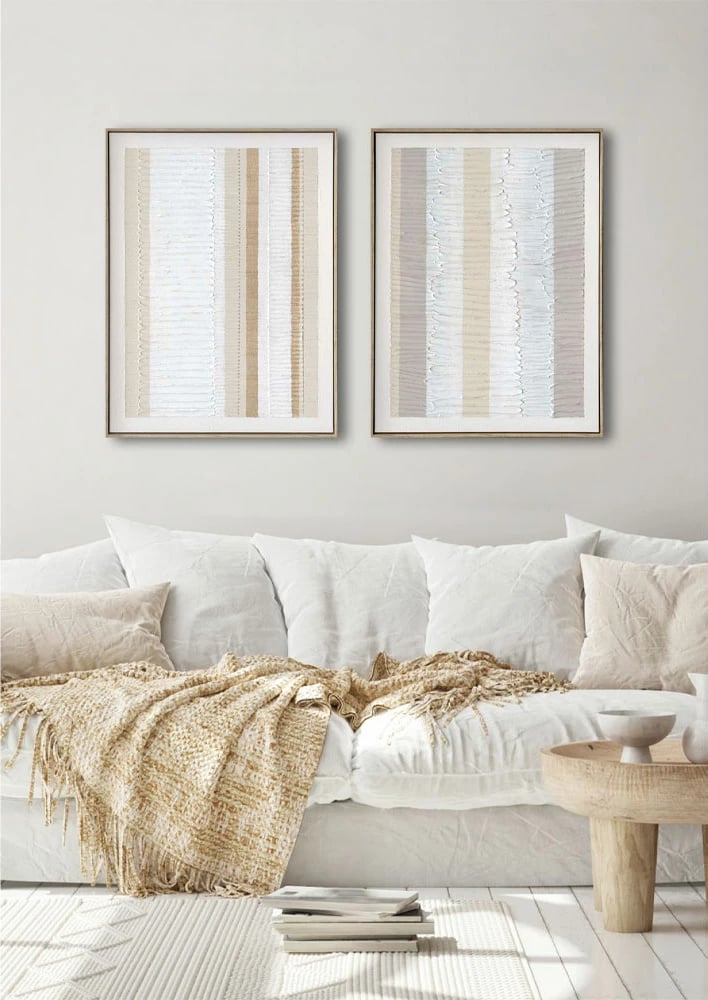 Pikturë dekorative me rërë EVIK, kanavacë, ngjyrë e bardhë, bezhë, natyrale, 60x80x4cm