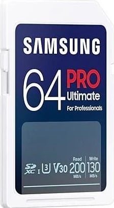 Kartë kujtese Samsung PRO Ultimate SDXC, 64GB, UHS-I U3, me lexues