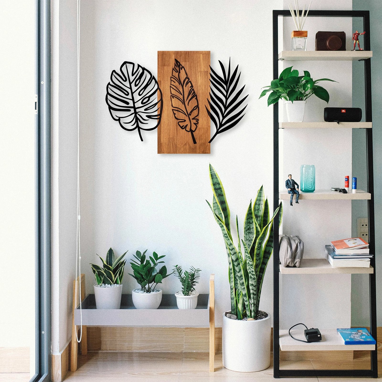 Aksesor dekorativ muri prej druri, Wallity, gjethe të trefishta, 384