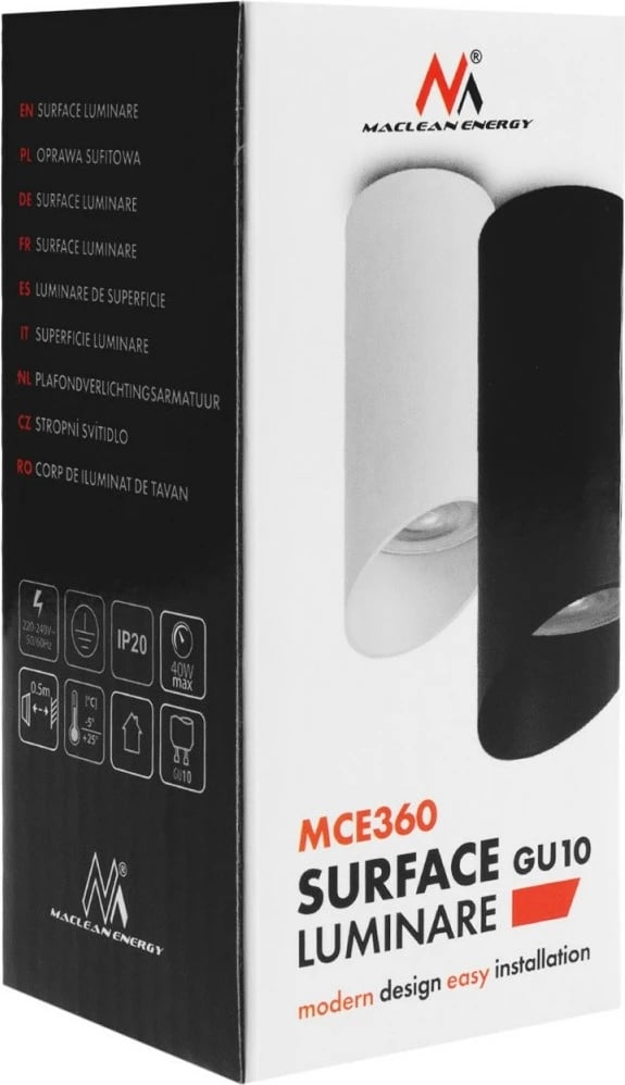 Spot ndriçues Maclean MCE360B, alumini, GU10, i zi