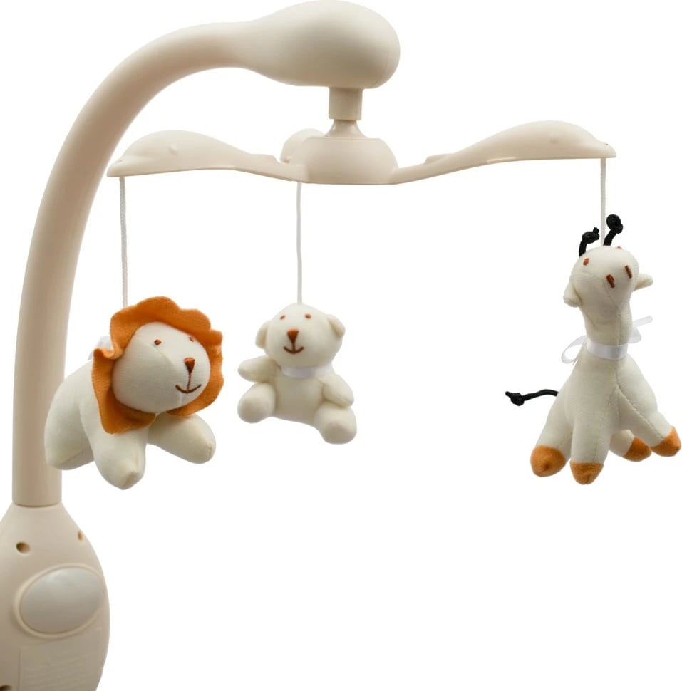 djep/krevat multifunksional për bebe, NEW BABY Stars, rregullim lartësie 4 nivele, karusel me drita muzikë dhe vibrime, kosh praktik, gri