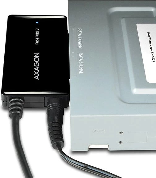 Adapter USB 3.0 në SATA AXAGON ADSA-FP3 FASTport3, për HDD/SSD 2.5", 3.5", 5.25", i zi, me furnizues rryme