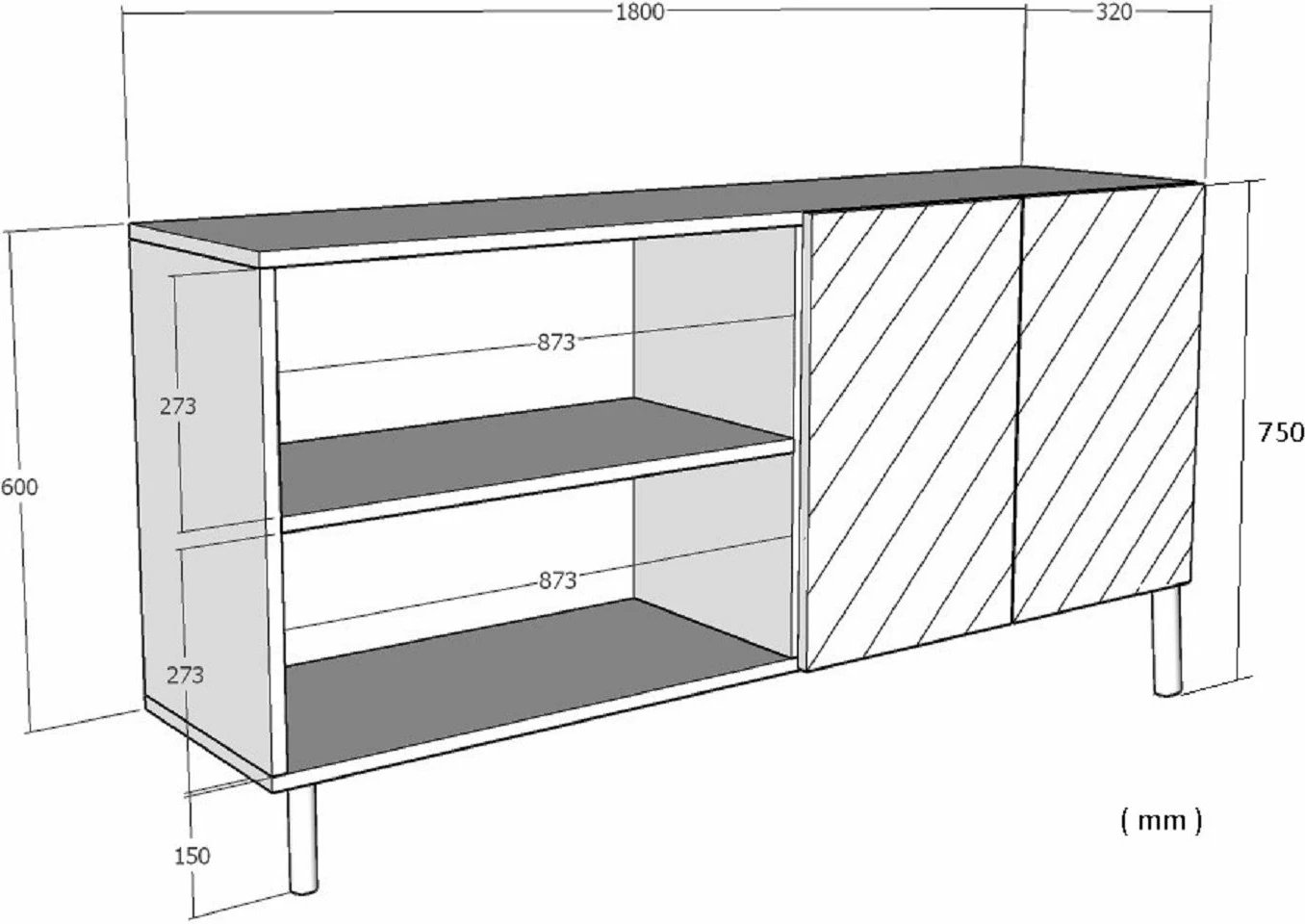 Konsol Skye Decor, Tuna 180, antracit, ari