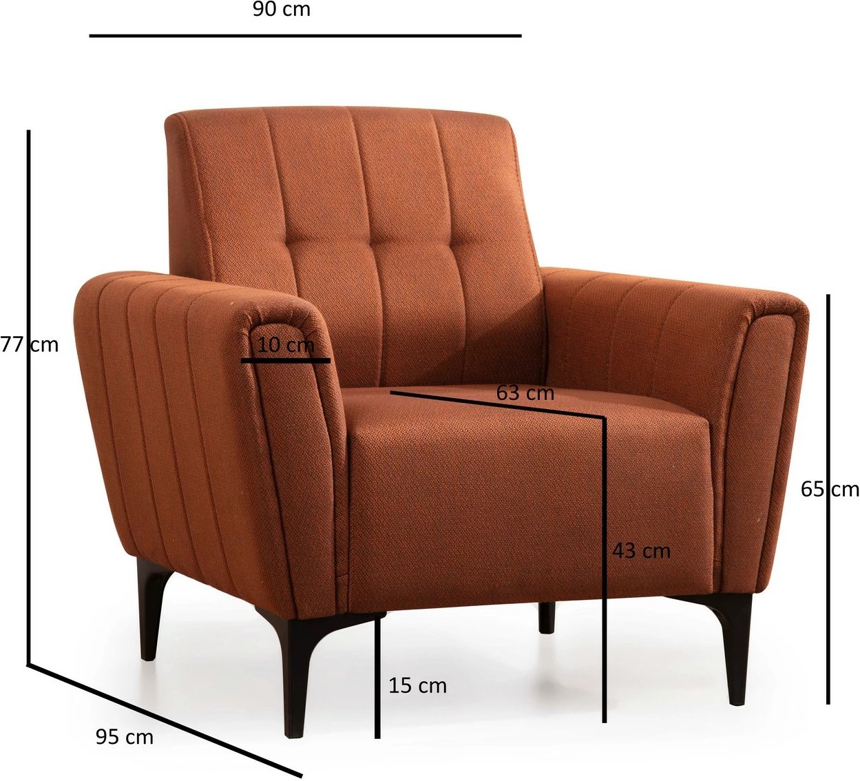 Karrige një vendëshe Atelier del Sofa, Hamlet, ngjyrë e kuqe tullë