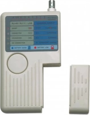 Tester kabllosh Intellinet 351911, 4-në-1, RJ11/RJ45/USB/BNC, krem