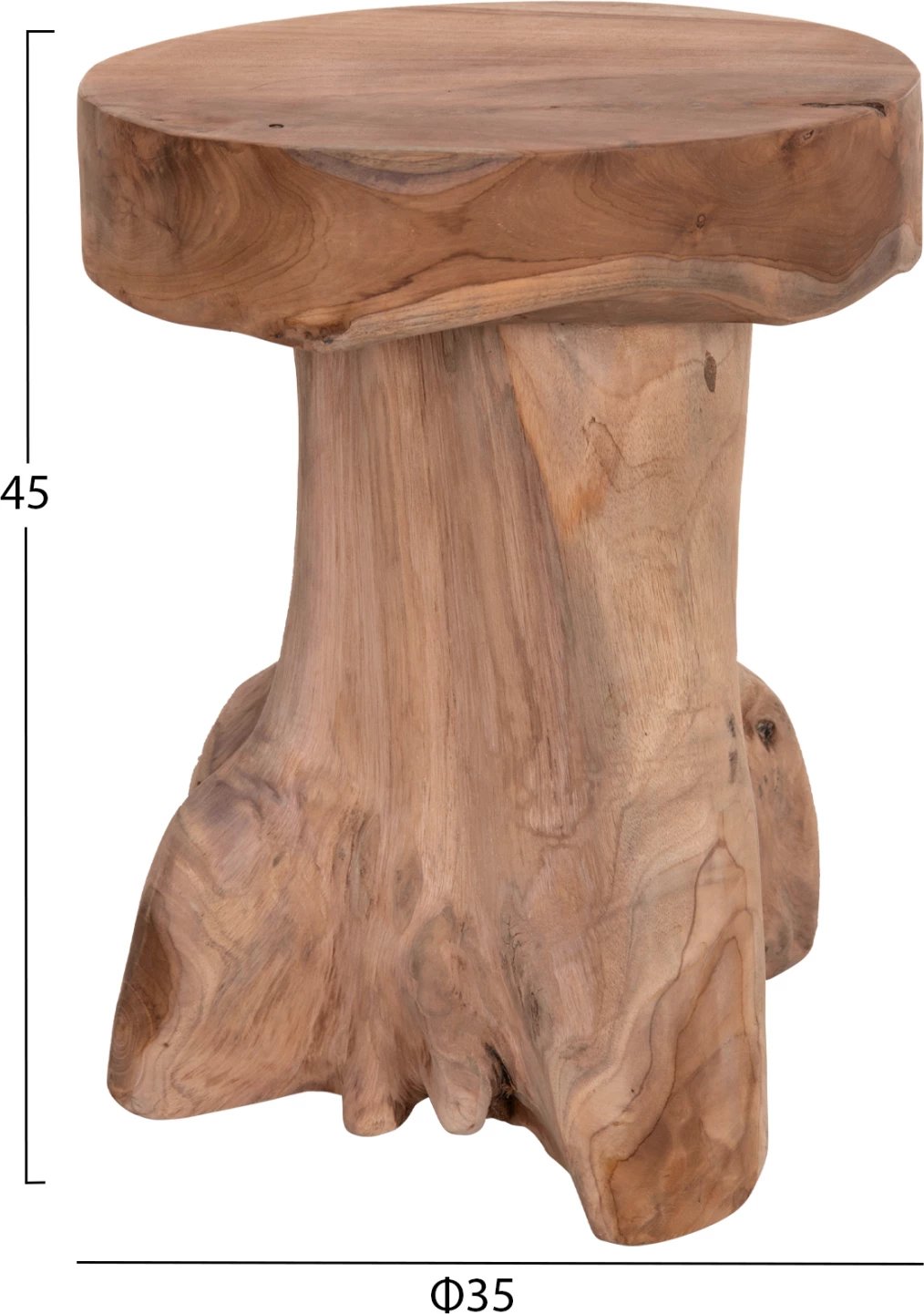 Tavolinë anësore LOGG, dru tik i fortë, ngjyrë natyrale, 35x45cm