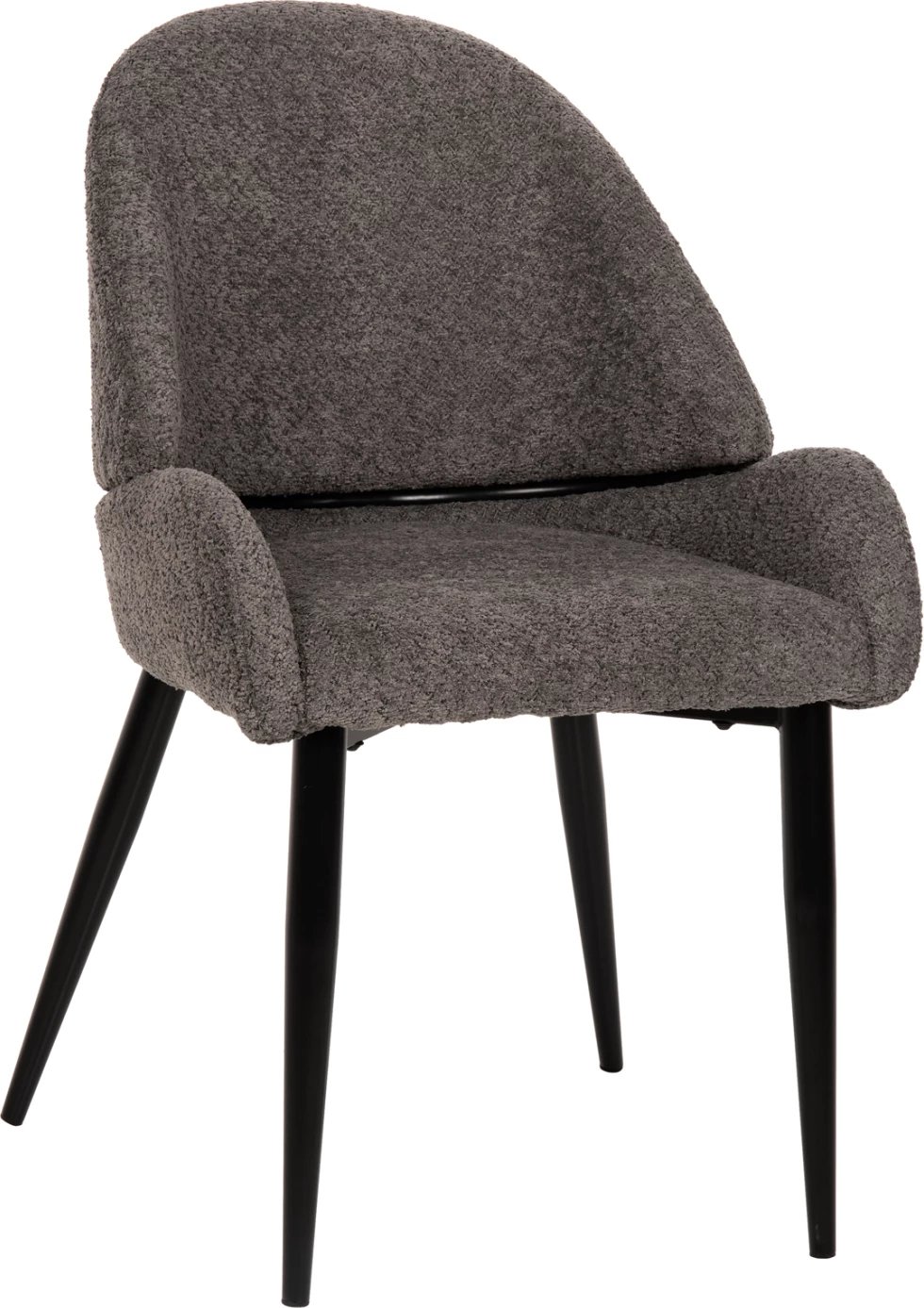 Karrige SARKY FH8585.01, pëlhurë boucle gri, këmbë metalike të zeza, 55x62x89H cm., set prej 2 copë