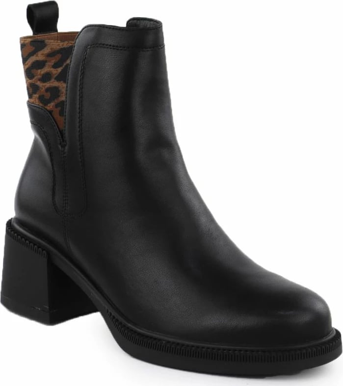 Çizme të shkurta lëkure Vinceza 26-66855, të zeza