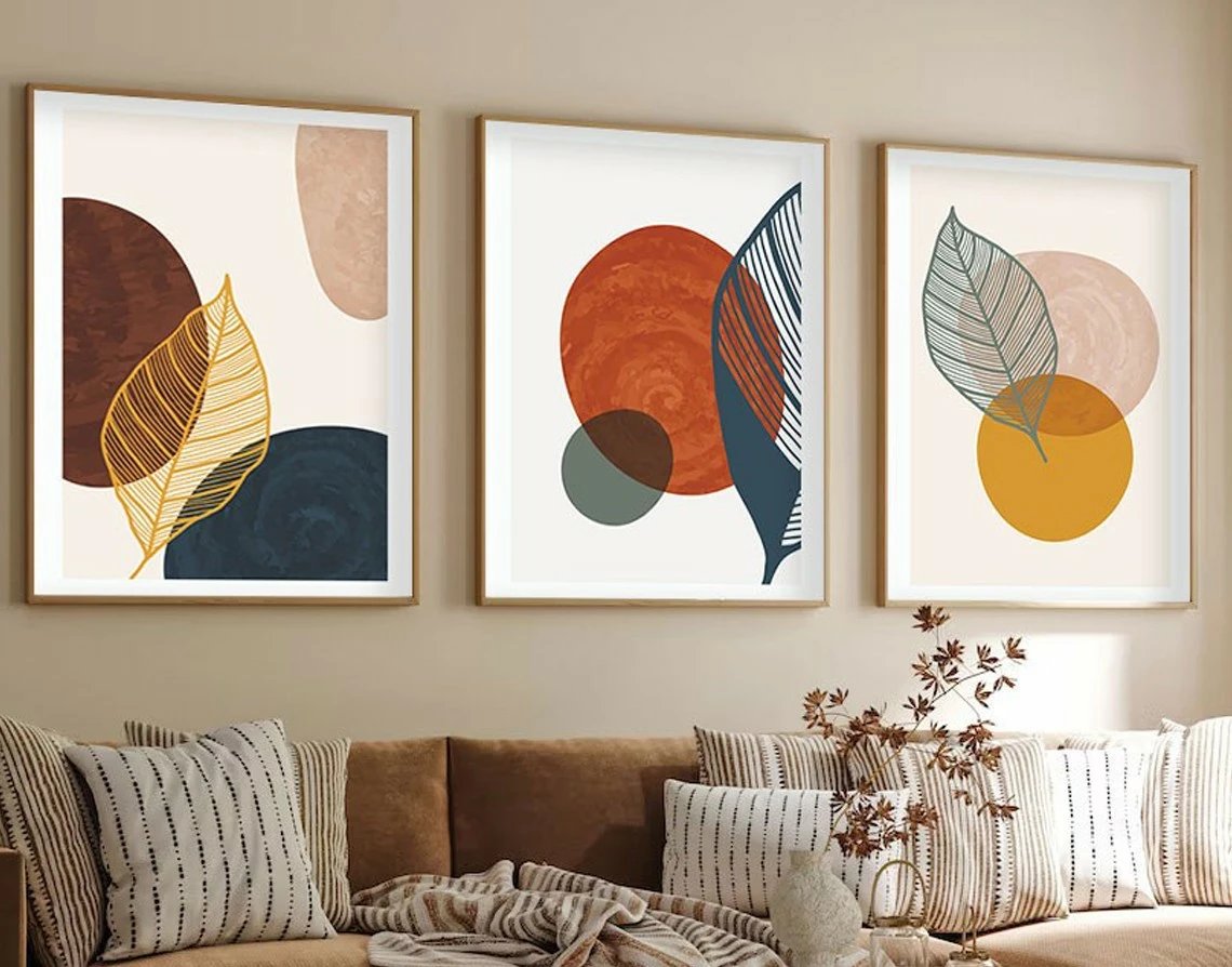 Pikturë dekorative me kornizë, MDF, shumëngjyrëshe, 3 copë, 20x30cm