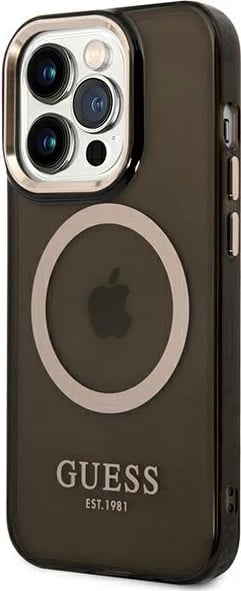Mbështjellës Guess GUHMP14XHTCMK për iPhone 14 Pro Max 6.7", MagSafe, i zi/ari