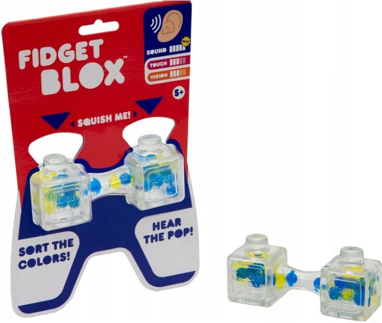 Lodër sensorike Goliath Fidget Blox Squish Me, plastikë, kaltër/verdhe