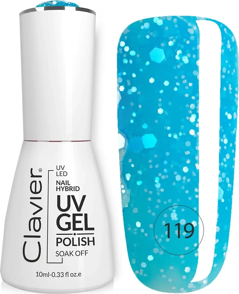 Llak për thonj Clavier Luxury Hybrid Holographic Glitter 119 Cooler Blue 10ml