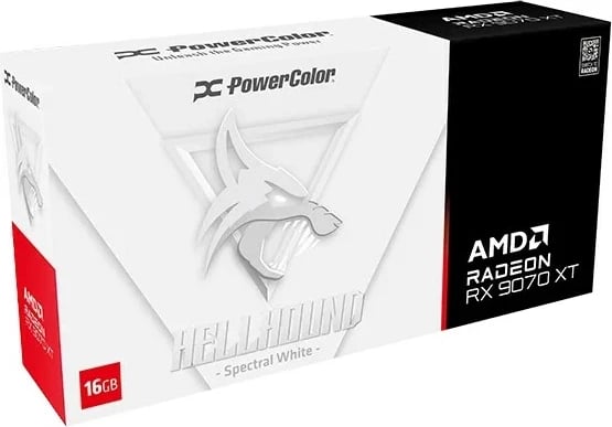 Kartelë grafike PowerColor Hellhound Radeon RX 9070 XT, 16 GB GDDR6, Bardhë
