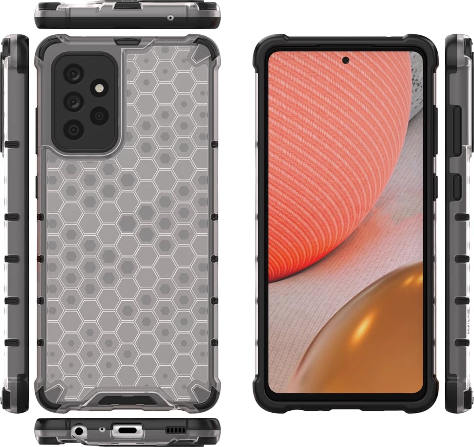Mbështjellës Hurtel Honeycomb Case për Samsung Galaxy A72 4G, transparent