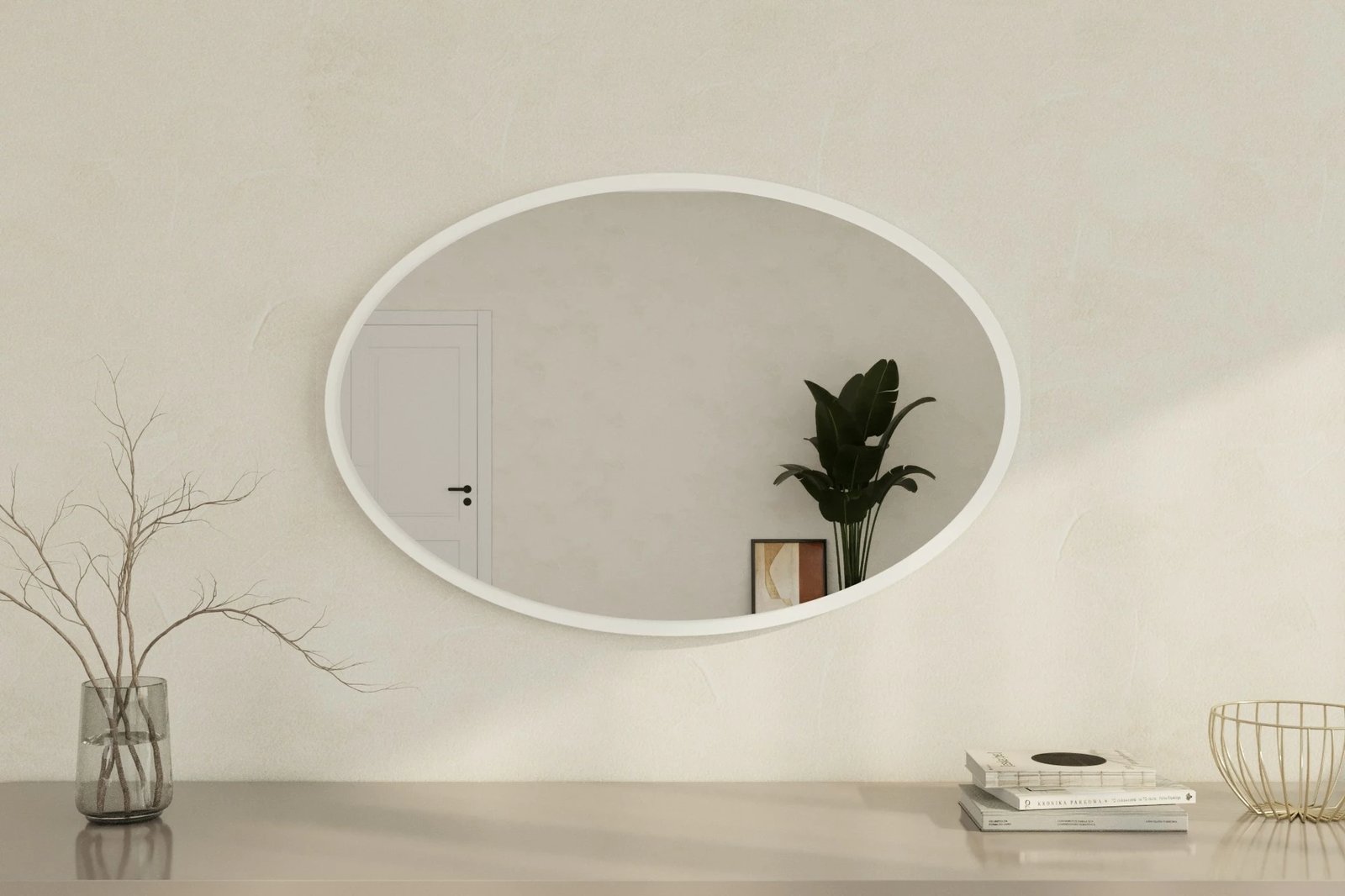 Pasqyrë dekorative Skye Decor, e bardhë, Beyo, 60x90cm