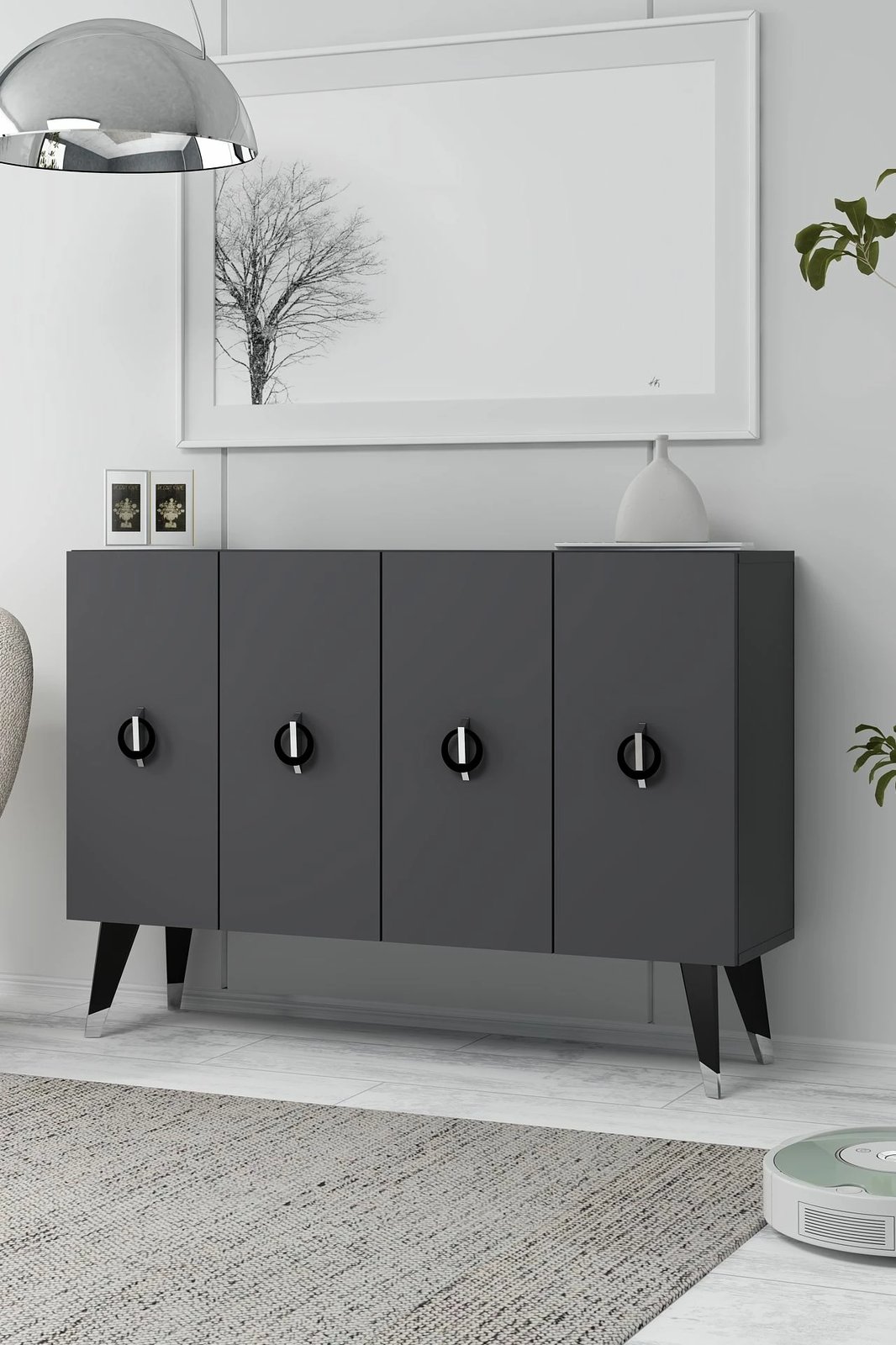 Konsol Skye Decor, antracit, e zezë, argjend, 8183KM-32